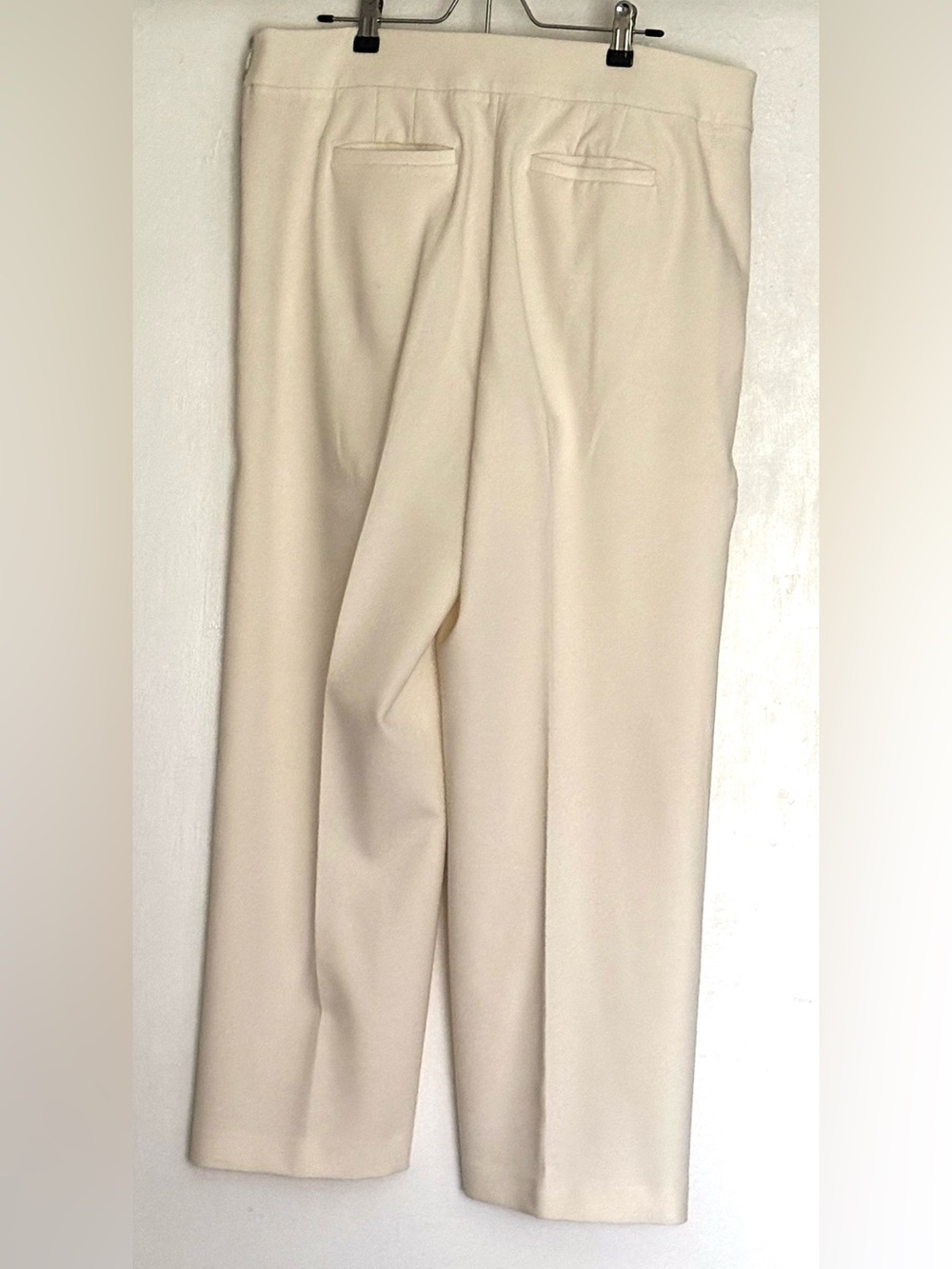 Talbots Greenwich Wide Leg Pants | Ivory Cream | Size 16P Petite | Button Detail - Picture 2 of 8